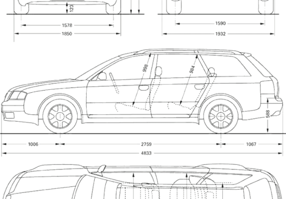 Audi A6 Avant - Ауди - чертежи, габариты, рисунки автомобиля