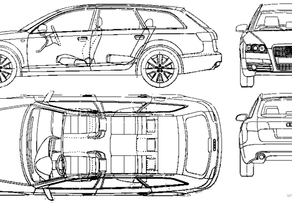 Audi A6 Avant (2005) - Ауди - чертежи, габариты, рисунки автомобиля
