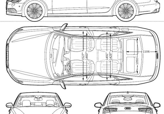 Audi A6 Hybrid (2013) - Ауди - чертежи, габариты, рисунки автомобиля