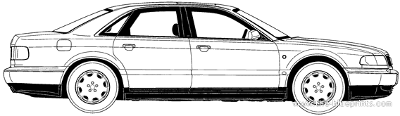 Audi A8 (1995) - Ауди - чертежи, габариты, рисунки автомобиля