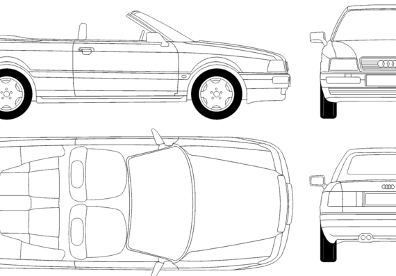Audi Cabriolet (1995) - Ауди - чертежи, габариты, рисунки автомобиля