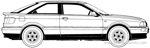Audi Coupe (1989) - Ауди - чертежи, габариты, рисунки автомобиля