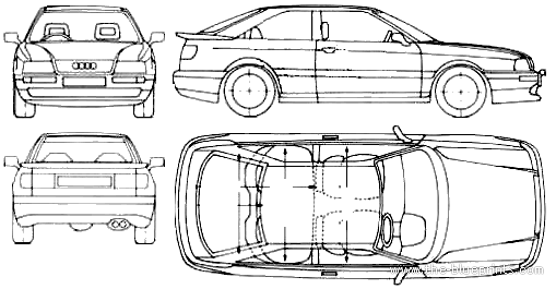 Audi Coupe S2 (1990) - Ауди - чертежи, габариты, рисунки автомобиля