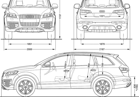 Audi Q7 V12 TDi - Ауди - чертежи, габариты, рисунки автомобиля