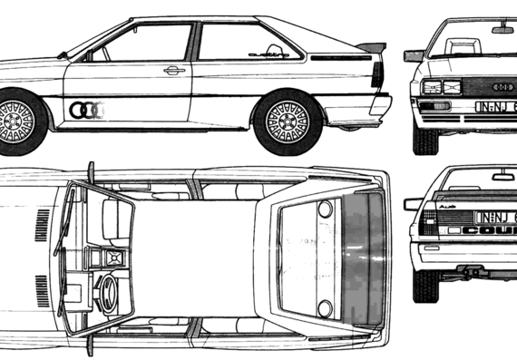 Audi Quattro (1981) - Ауди - чертежи, габариты, рисунки автомобиля
