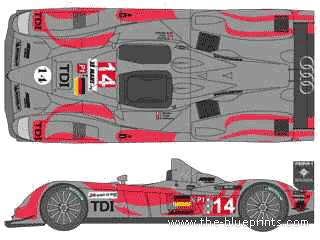 Audi R10 TDI Le Mans (2010) - Ауди - чертежи, габариты, рисунки автомобиля