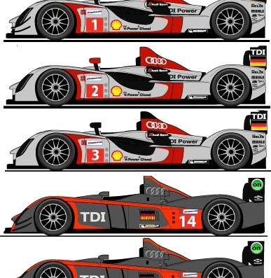 Audi R15 TDI LM (2007) - Audi - drawings, dimensions, pictures of the car