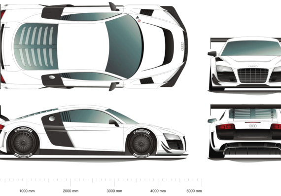 Audi R8 ALMS - Ауди - чертежи, габариты, рисунки автомобиля
