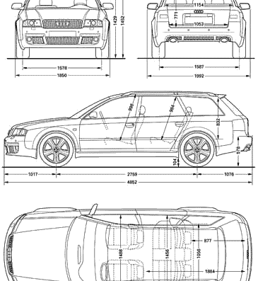 Audi RS6 - Ауди - чертежи, габариты, рисунки автомобиля