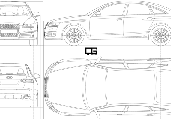 Audi RS6 (2010) - Ауди - чертежи, габариты, рисунки автомобиля