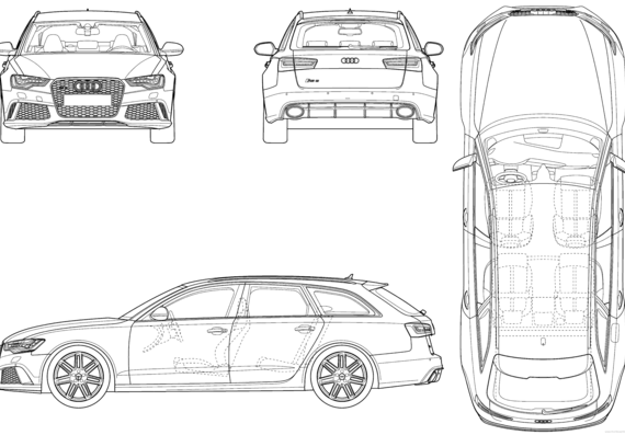 Audi RS6 (2013) - Ауди - чертежи, габариты, рисунки автомобиля