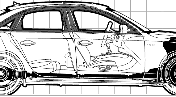 Audi S4 Quattro (2010) - Ауди - чертежи, габариты, рисунки автомобиля
