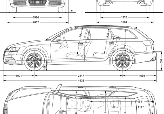 Audi S6 Avant - Ауди - чертежи, габариты, рисунки автомобиля