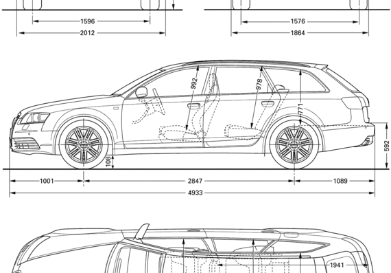 Audi S6 Avant (2008) - Ауди - чертежи, габариты, рисунки автомобиля
