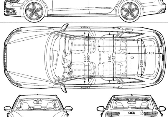 Audi S6 Avant (2013) - Ауди - чертежи, габариты, рисунки автомобиля