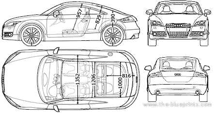 Audi TT Coupe S2 (2007) - Ауди - чертежи, габариты, рисунки автомобиля