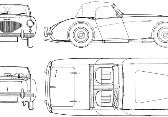 Austin-Healey 100 (1954) - Остин - чертежи, габариты, рисунки автомобиля