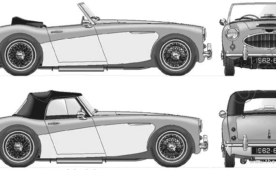 Austin-Healey 3000 Mk.ll Convertible (1962) - Остин - чертежи, габариты, рисунки автомобиля