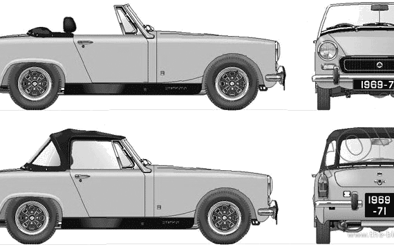 Austin-Healey Sprite 1275cc (1969) - Остин - чертежи, габариты, рисунки автомобиля