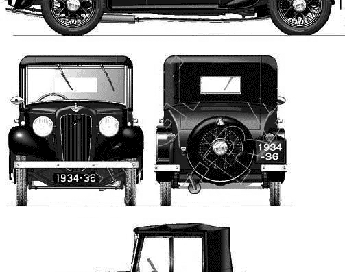 Austin 10-4 Clifton (1935) - Остин - чертежи, габариты, рисунки автомобиля