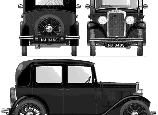 Austin 10-4 Saloon (1932) - Остин - чертежи, габариты, рисунки автомобиля
