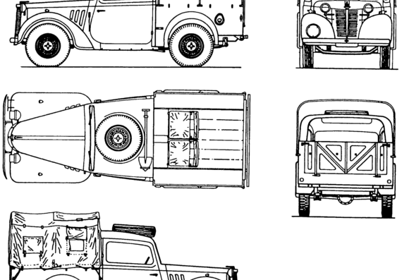 Austin 10hp 4x2 Light Utility Tily (1940) - Остин - чертежи, габариты, рисунки автомобиля