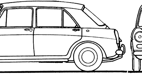 Austin 1100 4-Door (1964) - Остин - чертежи, габариты, рисунки автомобиля