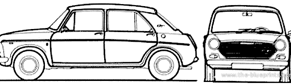 Austin 1300 GT 4-Door (1968) - Остин - чертежи, габариты, рисунки автомобиля