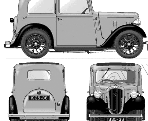 Austin 7 ARR Ruby (1935) - Остин - чертежи, габариты, рисунки автомобиля