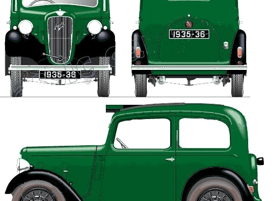 Austin 7 Ruby (1937) - Остин - чертежи, габариты, рисунки автомобиля