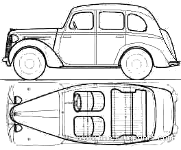 Austin 8 (1939) - Остин - чертежи, габариты, рисунки автомобиля