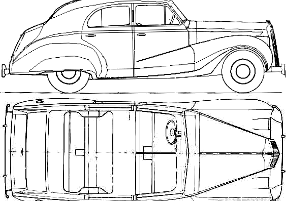 Austin A125 Princrss Saloon (1948) - Остин - чертежи, габариты, рисунки автомобиля