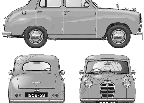 Austin A30 4-Door Saloon (1953) - Остин - чертежи, габариты, рисунки автомобиля
