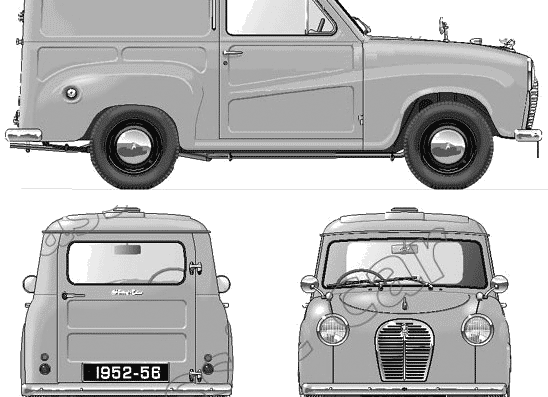 Austin A30 LC Van (AV4) (1954) - Остин - чертежи, габариты, рисунки автомобиля