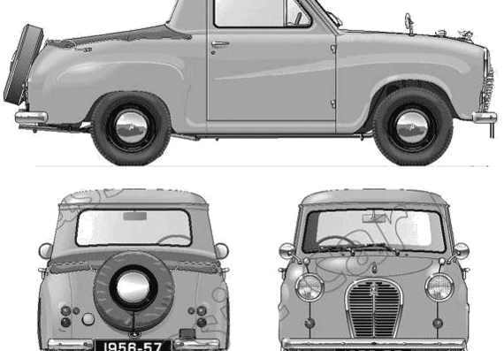 Austin A35 5cwt Pick-up (1956) - Остин - чертежи, габариты, рисунки автомобиля
