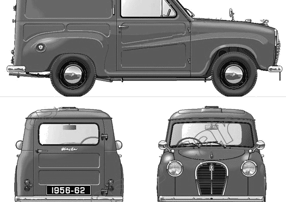 Austin A35 Van AV5 (1956) - Остин - чертежи, габариты, рисунки автомобиля