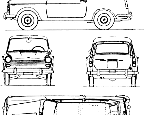 Austin A40 (1960) - Остин - чертежи, габариты, рисунки автомобиля