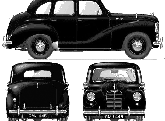 Austin A40 Devon (1948) - Остин - чертежи, габариты, рисунки автомобиля