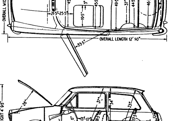 Austin A40 Mk II Deluxe (1963) - Остин - чертежи, габариты, рисунки автомобиля