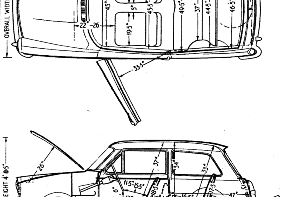 Austin A40 Mk II Super (1962) - Остин - чертежи, габариты, рисунки автомобиля