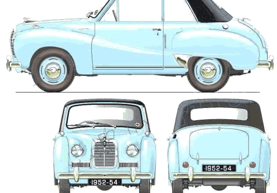 Austin A40 Somerset Convertible (1952) - Остин - чертежи, габариты, рисунки автомобиля