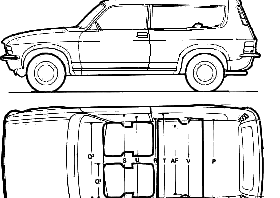 Austin Allegro 2 Estate - Остин - чертежи, габариты, рисунки автомобиля