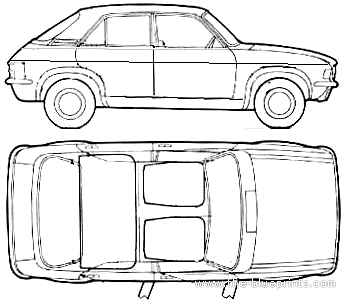 Austin Allegro 4-Door (1977) - Остин - чертежи, габариты, рисунки автомобиля