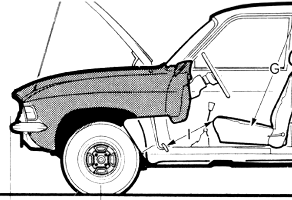 Austin Allgero 1100 1973 - Остин - чертежи, габариты, рисунки автомобиля