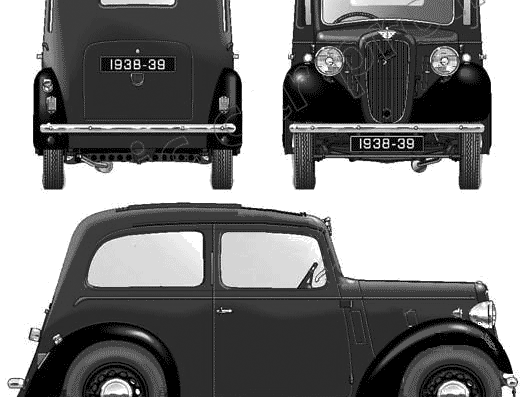 Austin Big Seven 2-Door (1938) - Остин - чертежи, габариты, рисунки автомобиля