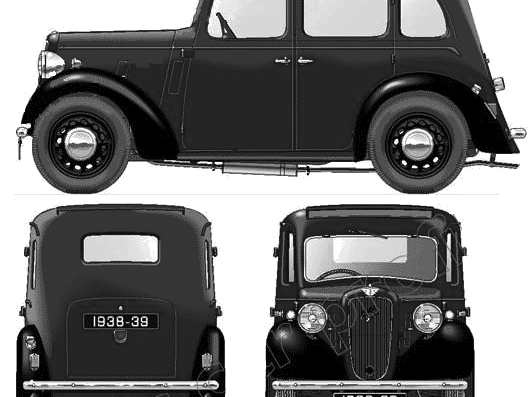 Austin Big Seven 4-Door (1938) - Остин - чертежи, габариты, рисунки автомобиля