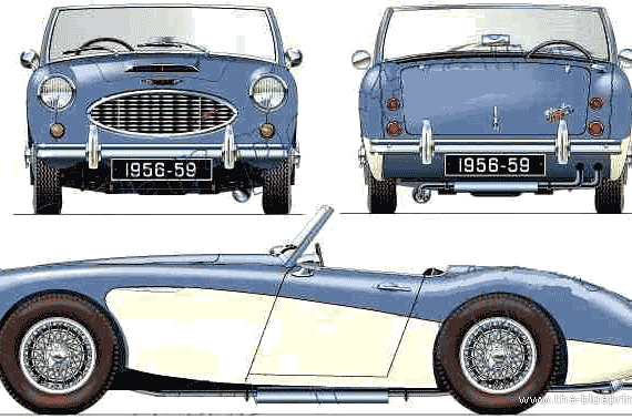 Austin Healey 100-6 BN6 (1956) - Остин - чертежи, габариты, рисунки автомобиля
