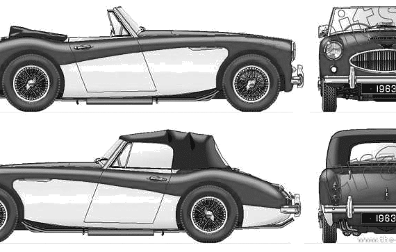 Austin Healey 3000 Mk.IIA (1963) - Остин - чертежи, габариты, рисунки автомобиля