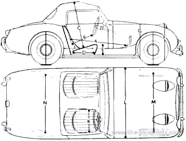 Austin Healy Sprite (1959) - Остин - чертежи, габариты, рисунки автомобиля