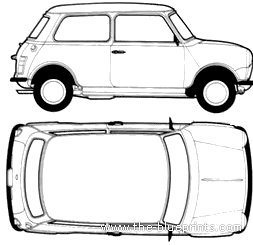 Austin Mini (1000) - Остин - чертежи, габариты, рисунки автомобиля